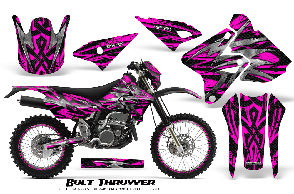 Suzuki DRZ400 Enduro Graphics Kit Bolt Thrower Pink NP Rims